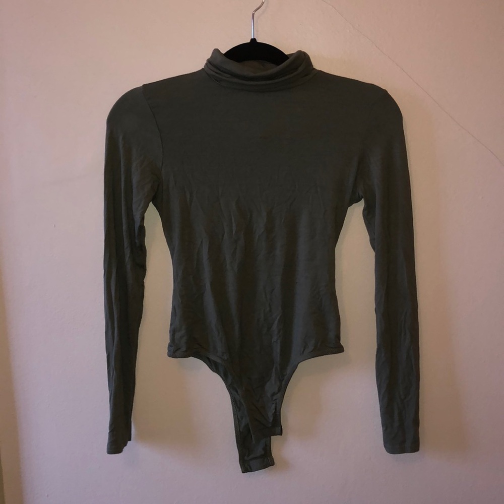 Olive green turtle neck body suit
